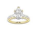 2.04 ctw Pear Lab-Grown Diamond Side Stone Engagement Ring in 14K Yellow Gold for Women | Colorless E, VS1 Clarity, IGI Certified 1.50 Ct Center Diamond