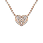 1/4 ctw Round Lab Grown Diamond Petite Pave Heart Pendant with Adjustable Chain 14K Rose Gold, DE, VS1