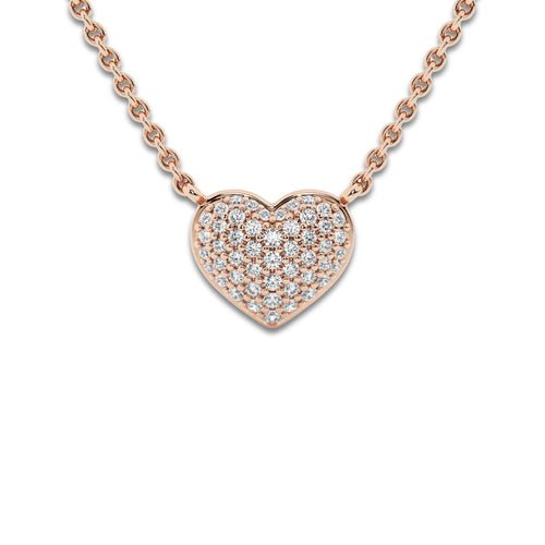 1/4 ctw Round Lab Grown Diamond Petite Pave Heart Pendant with Adjustable Chain 14K Rose Gold, DE, VS1