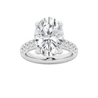 7.55 ctw Oval Lab-Grown Diamond Pave Engagement Ring in 14K White Gold for Women | D Color, VVS1 Clarity, IGI Certified 7.00 ct Center Diamond