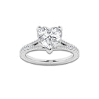 6.66 ctw Heart Lab-Grown Diamond Split Shank Side Stone Engagement Ring in 14K White Gold for Women | Colorless D, VVS1 Clarity, IGI Certified 6.00 ct Center Diamond