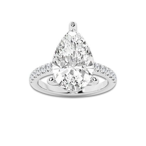 6.39 ctw Pear Lab-Grown Diamond Hidden Halo Side Stone Engagement Ring in Platinum for Women | Colorless D, VVS1 Clarity, IGI Certified 6.00 ct Center Diamond