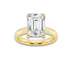 4.00 ctw Emerald Lab-Grown Diamond Minimalist Engagement Ring in 14K Yellow Gold for Women | E Color, VS1 Clarity, IGI Certified