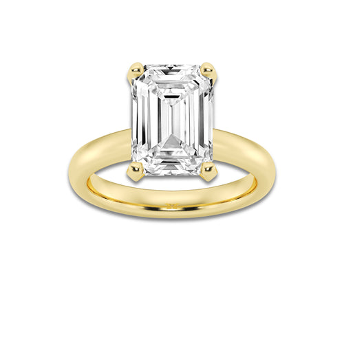 4.00 ctw Emerald Lab-Grown Diamond Minimalist Engagement Ring in 14K Yellow Gold for Women | E Color, VS1 Clarity, IGI Certified