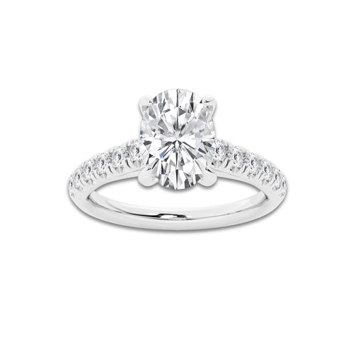 1.91 ctw Oval Lab-Grown Diamond Pave Engagement Ring in 14K White Gold for Women | E Color, VS1 Clarity, IGI Certified 1.50 ct Center Diamond