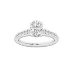 1.14 ctw Oval Lab-Grown Diamond Pave Engagement Ring in Platinum for Women | E Color, VS1 Clarity, IGI Certified 0.75 ct Center Diamond