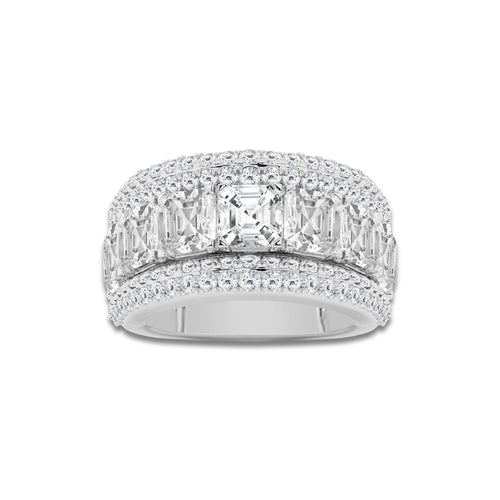8 ctw Asscher Lab Grown Diamond Multi-Row Band Platinum, E, VS1