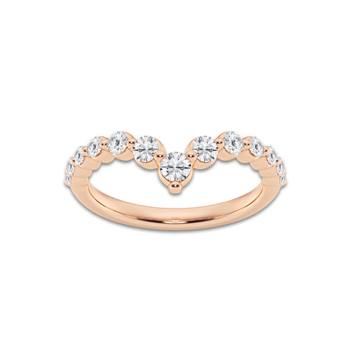Greer 1/2 ctw Round Lab Grown Diamond Floating Curve Stackable Ring 14K Rose Gold, DE, VS1 | 0.09 ct Center