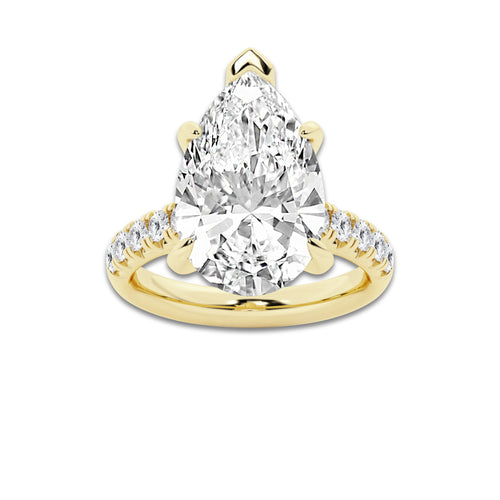 8.55 ctw Pear Lab-Grown Diamond Pave Engagement Ring in 14K Yellow Gold for Women | D Color, VVS1 Clarity, IGI Certified 8.00 ct Center Diamond