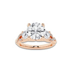 2.62 ctw Round Lab-Grown Diamond Side Stone Engagement Ring in 14K Rose Gold for Women | Colorless E, VS1 Clarity, IGI Certified 2.00 ct Center Diamond