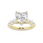 8.48 ctw Heart Lab-Grown Diamond Marquise Side Stone Engagement Ring in 14K Yellow Gold for Women | Colorless D, VVS1 Clarity, IGI Certified 8.00 ct Center Diamond