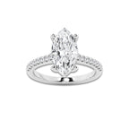 2.77 ctw Marquise Lab-Grown Diamond Hidden Halo Side Stone Engagement Ring in Platinum for Women | Colorless E, VS1 Clarity, IGI Certified 2.50 ct Center Diamond