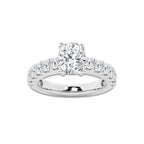 3.00 ctw Elongated Cushion Lab-Grown Diamond Split-Prong Set Side Stone Engagement Ring in 14K White Gold for Women | Colorless E, VS1 Clarity, IGI Certified 2.00 ct Center Diamond