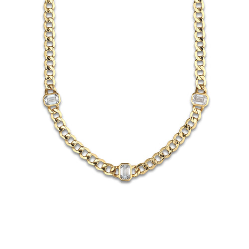 6 ctw Emerald Lab Grown Diamond Necklace 14K Yellow Gold, E, VS1