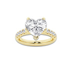 4.43 ctw Heart Lab-Grown Diamond Pave Engagement Ring in 14K Yellow Gold for Women | E Color, VS1 Clarity, IGI Certified 4.00 ct Center Diamond
