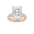 8.55 ctw Radiant Lab-Grown Diamond Pave Engagement Ring in 14K Rose Gold for Women | D Color, VVS1 Clarity, IGI Certified 8.00 ct Center Diamond