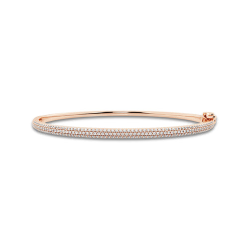 näas Bombë 1 ctw Round Lab Grown Diamond Pave Bangle Bracelet 14K Rose Gold 6 Inches 14K Rose Gold, DE, VS1