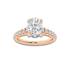 1.91 ctw Oval Lab-Grown Diamond Pave Engagement Ring in 14K Rose Gold for Women | E Color, VS1 Clarity, IGI Certified 1.50 ct Center Diamond