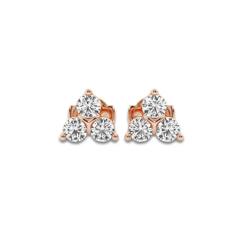 1 1/2 ctw Round Lab Grown Diamond Three-Stone Earrings 14K Rose Gold, DE, VS1