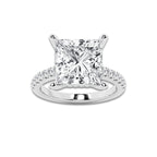 7.39 ctw Princess Lab-Grown Diamond Hidden Halo Side Stone Engagement Ring in 18K White Gold for Women | Colorless D, VVS1 Clarity, IGI Certified 7.00 ct Center Diamond