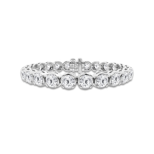 20 ctw Round Lab Grown Diamond Four Prong Tennis Bracelet -7 Inches 14K White Gold, DE, VS1