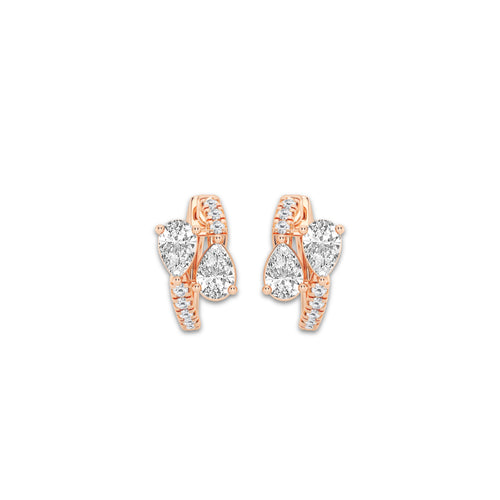 1 1/2 ctw Pear Lab Grown Diamond Bypass Huggie Hoop Earrings 14K Rose Gold, DE, VS1