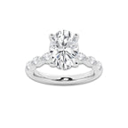 2.98 ctw Oval Lab-Grown Diamond Marquise Side Stone Engagement Ring in Platinum for Women | Colorless E, VS1 Clarity, IGI Certified 2.50 ct Center Diamond