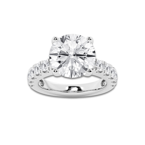 9.00 ctw Round Lab-Grown Diamond Split-Prong Set Side Stone Engagement Ring in Platinum for Women | Colorless E, VS1 Clarity, IGI Certified 8.00 ct Center Diamond