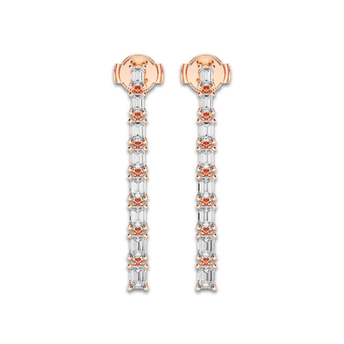 2 ctw Emerald Lab Grown Diamond Graduated Dangle Earrings 18K Rose Gold, DE, VS1