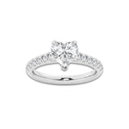 1.91 ctw Heart Lab-Grown Diamond Pave Engagement Ring in 14K White Gold for Women | D Color, VVS1 Clarity, IGI Certified 1.50 ct Center Diamond