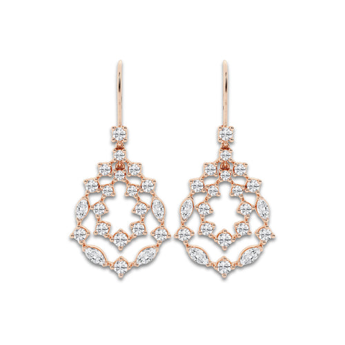 2 1/2 ctw Marquise Lab Grown Diamond Drop Earrings 14K Rose Gold, DE, VS1
