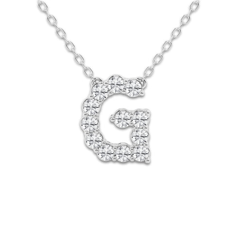 2/5 ctw Round Lab Grown Diamond Initial G Personalized Pendant Platinum, DE, VS1