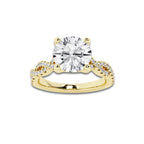 2.25 ctw Round Lab-Grown Diamond Twisted Shank Engagement Ring in 14K Yellow Gold for Women | D Color, VVS1 Clarity, IGI Certified 2.00 ct Center Diamond