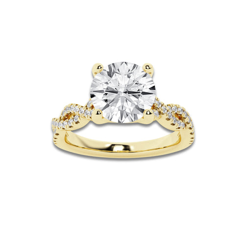 2.25 ctw Round Lab-Grown Diamond Twisted Shank Engagement Ring in 14K Yellow Gold for Women | D Color, VVS1 Clarity, IGI Certified 2.00 ct Center Diamond