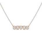 1 ctw Multi-Shape Lab Grown Diamond Bezel Five Stone Pendant 14K Rose Gold, DE, VS1 | 2/9 ct Center