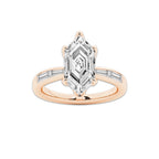 Arwa 2 1/2 ctw Dutch Marquise Lab Grown Diamond Vintage Side Stone Engagement Ring 14K Rose Gold, EF, VS2 | IGI Certified, 2 ct Center