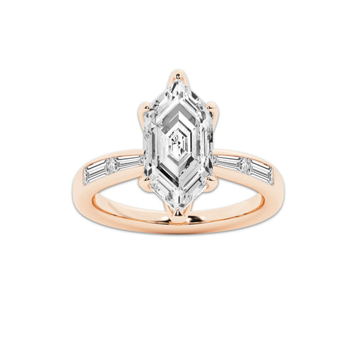 Arwa 2 1/2 ctw Dutch Marquise Lab Grown Diamond Vintage Side Stone Engagement Ring 14K Rose Gold, EF, VS2 | IGI Certified, 2 ct Center