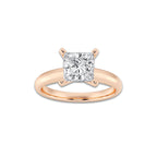 1.50 ctw Princess Lab-Grown Diamond Minimalist Engagement Ring in 14K Rose Gold for Women | E Color, VS1 Clarity, IGI Certified