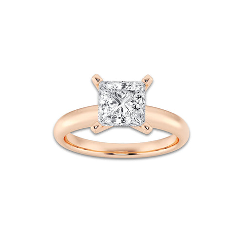 1.50 ctw Princess Lab-Grown Diamond Minimalist Engagement Ring in 14K Rose Gold for Women | E Color, VS1 Clarity, IGI Certified