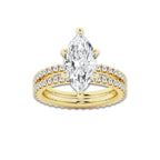 3.89 ctw Marquise Lab-Grown Diamond Double Row Diamond Engagement Ring in 14K Yellow Gold for Women | Colorless D, VVS1 Clarity, IGI Certified 3.00 ct Center Diamond
