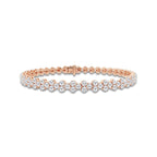 4 ctw Round Lab Grown Diamond Double Row Bracelet - 7 Inches 14K Rose Gold, DE, VS1