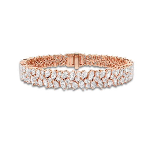 9 2/5 ctw Round, Pear, Marquise Lab Grown Diamond Alternating Bracelet - 6 Inches 18K Rose Gold, DE, VS1