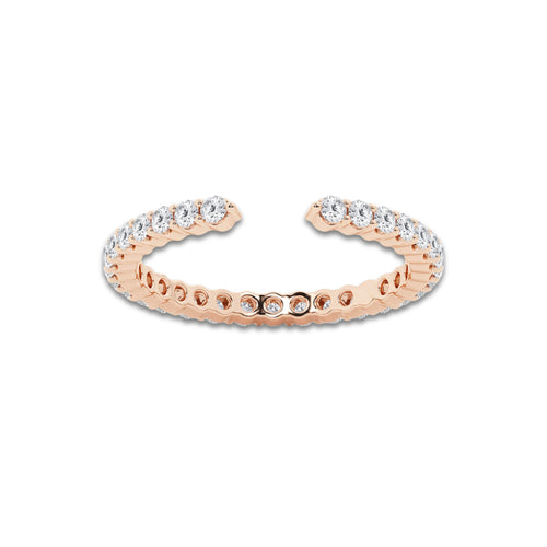 Lara 5/8 ctw Round Lab Grown Diamond Prong Set Nesting Wedding Band 14K Rose Gold, DE, VS1