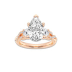 6.61 ctw Pear Lab-Grown Diamond Side Stone Engagement Ring in 14K Rose Gold for Women | Colorless D, VVS1 Clarity, IGI Certified 6.00 ct Center Diamond