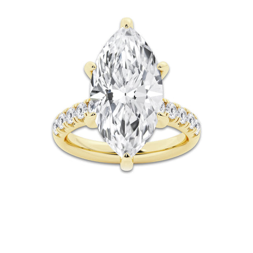 8.55 ctw Marquise Lab-Grown Diamond Pave Engagement Ring in 14K Yellow Gold for Women | E Color, VS1 Clarity, IGI Certified 8.00 ct Center Diamond