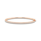 1 1/2 ctw Round Lab Grown Diamond French Pave Bangle Bracelet - 7 Inches 14K Rose Gold, DE, VS1