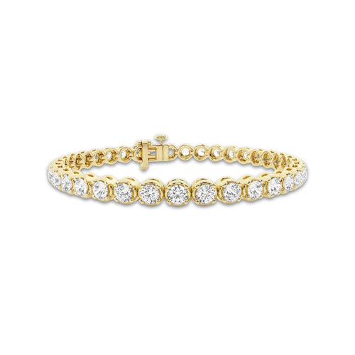 7 ctw Round Lab Grown Diamond Four-Prong Tennis Bracelet - 7 Inches 14K Yellow Gold, DE, VS1