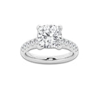 3.93 ctw Cushion Lab-Grown Diamond Pave Engagement Ring in Platinum for Women | E Color, VS1 Clarity, IGI Certified 3.50 ct Center Diamond