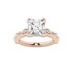 1 1/5 ctw Asscher Lab Grown Diamond Engagement Ring with Marquise Shape Side Accents 14K Rose Gold, D, VVS | IGI Certified, 1 ct Center