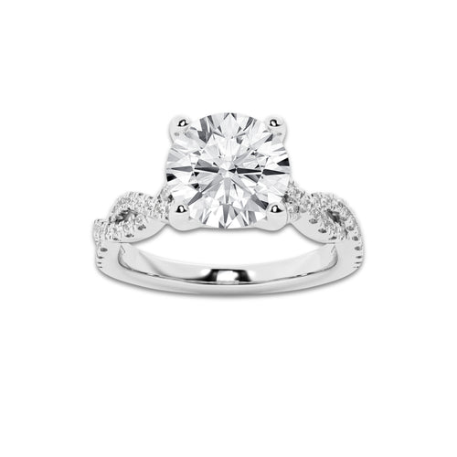 6.29 ctw Round Lab-Grown Diamond Twisted Shank Engagement Ring in Platinum for Women | D Color, VVS1 Clarity, IGI Certified 6.00 ct Center Diamond